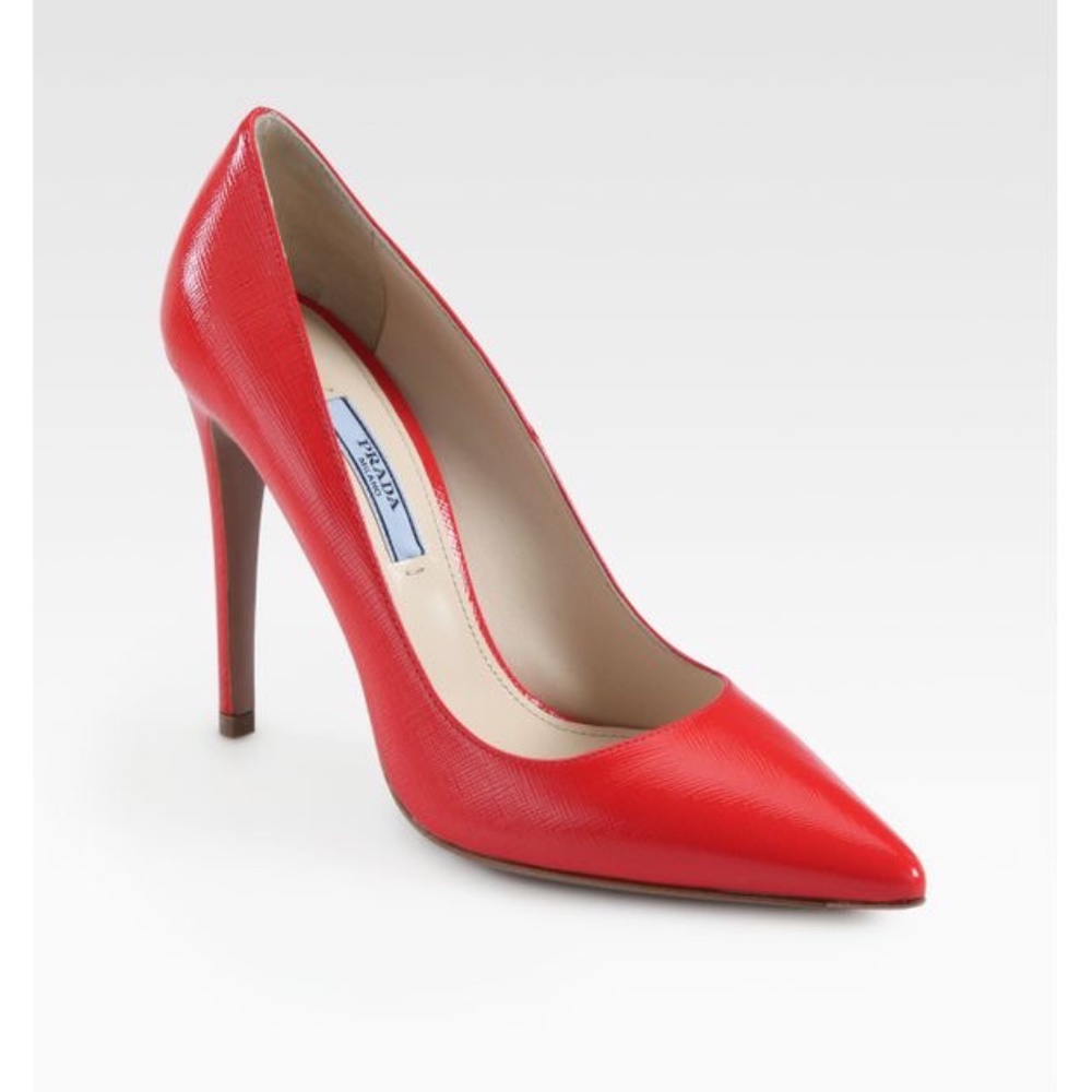 PRADA Saffiano textured patent leather pumps
